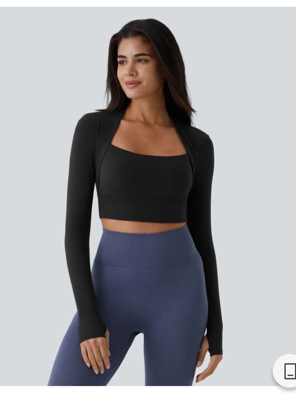 HALARA Black Long Sleeve Thumb Hole Top
